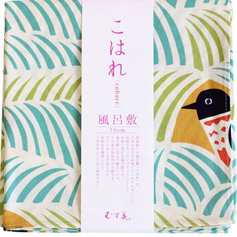 Musubi Kata Kata Cats and Birds Furoshiki 70cm Green