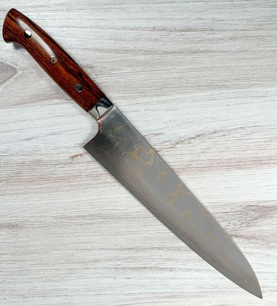 Saji Rainbow Blue 2 Damascus Gyuto 240mm Ironwood