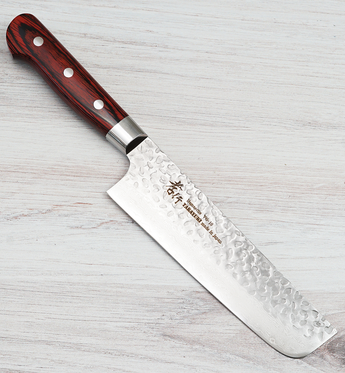 孝行　Damascus VG-10 24cm Takayuki VG-10 Hammered Damascus Nakiri 160mm|CKTG