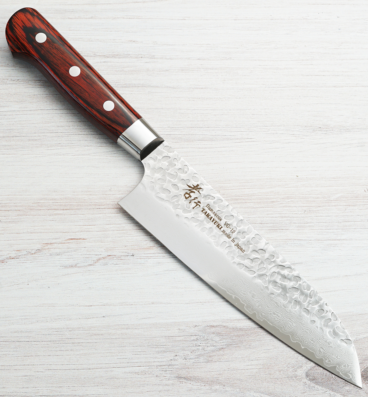 Takayuki VG-10 Hammered Damascus Santoku 180mm|CKTG