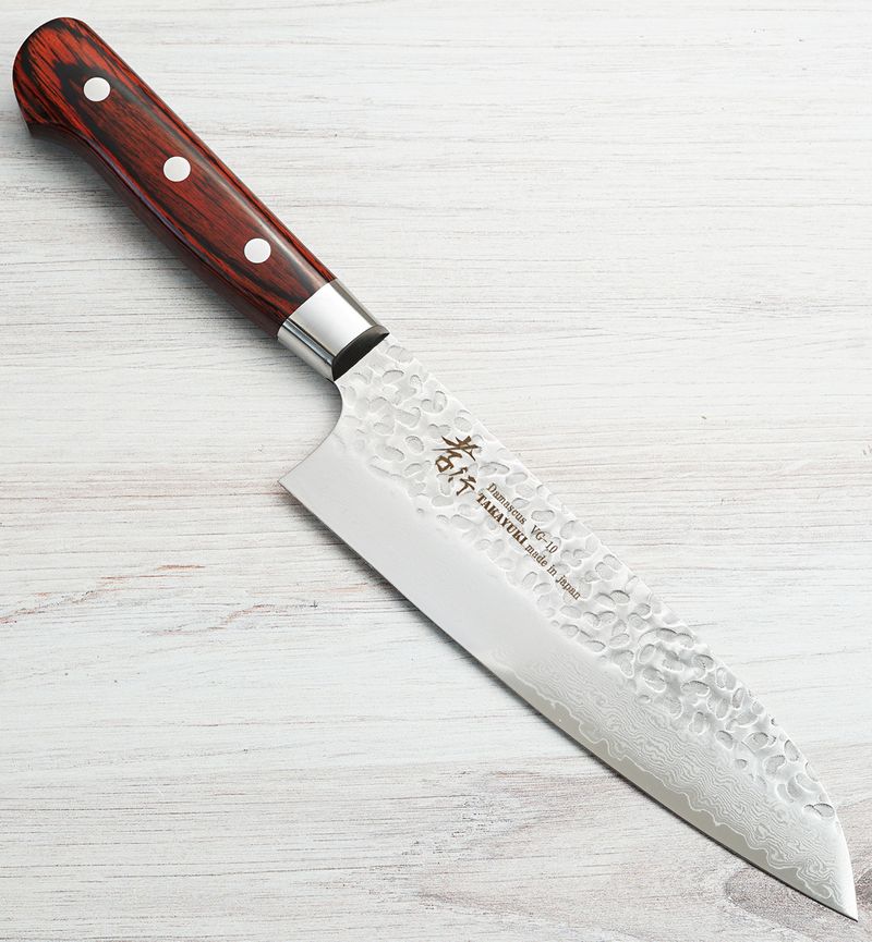 Takayuki VG-10 Hammered Damascus Santoku 180mm|CKTG