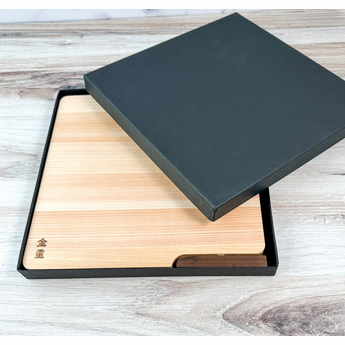 Small Self Standing Hinoki Cutting Board 8.7 x 8.7 x 0.5 inches