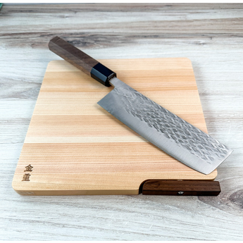 Small Self Standing Hinoki Cutting Board 8.7 x 8.7 x 0.5 inches