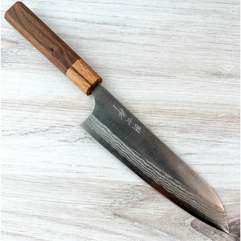 Taguchi Ginsan Damascus Santoku 180mm|Takefu