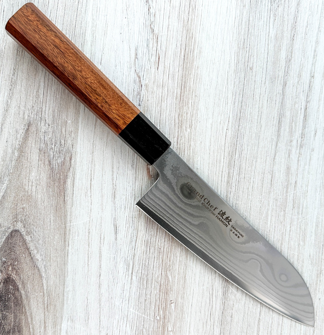 Sakai Takayuki Hamon Damascus Santoku 170mm|Aoki