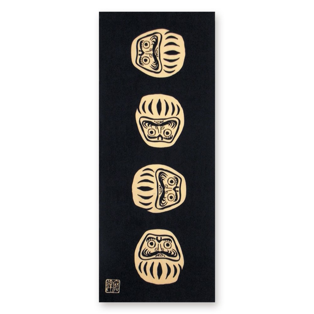 Tenugui Towel: Fall & Stand (Black)