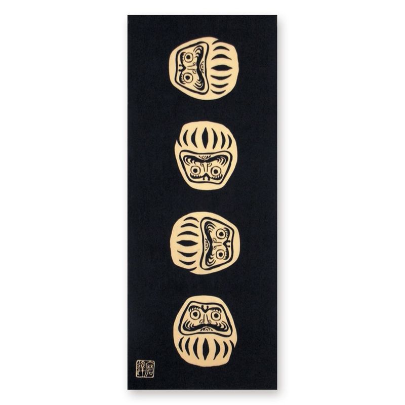 Tenugui Towel: Fall & Stand (Black)