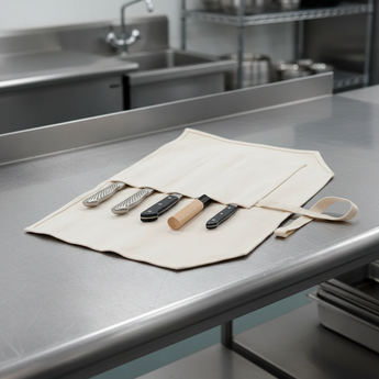 TOJIRO Canvas Knife Bag White