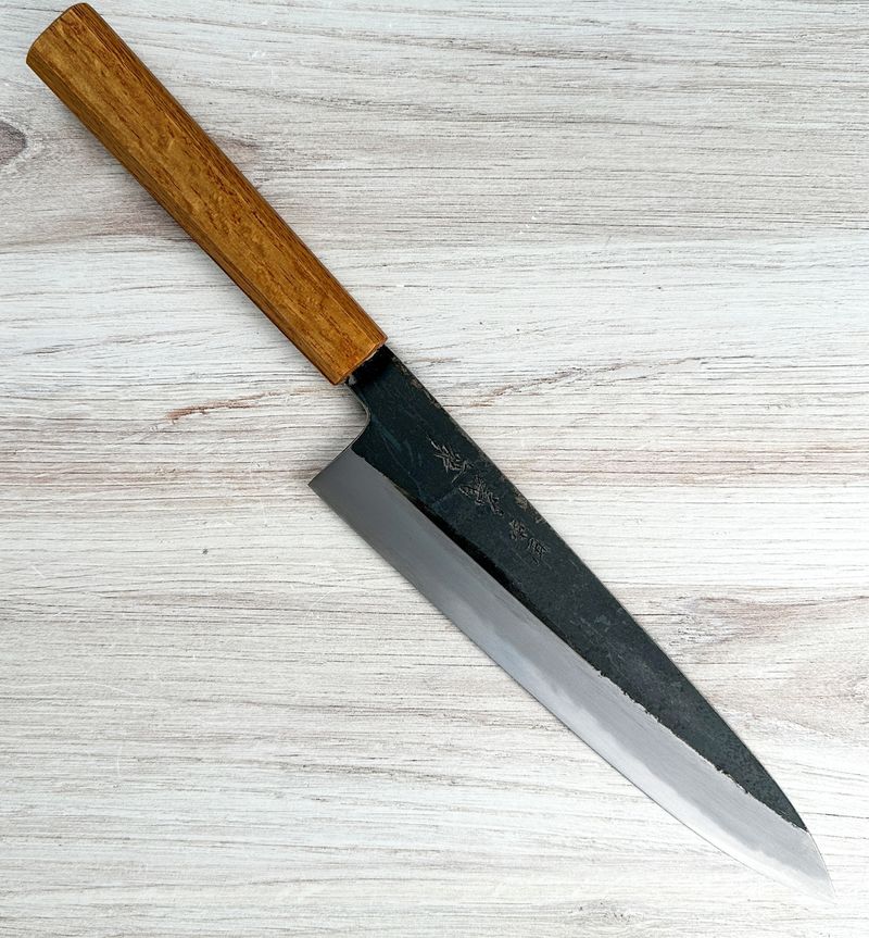 Yoshikazu Tanaka 240mm Gyuto Shirogami 1 Damascus Ebony