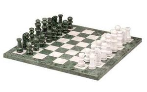 16in Marble Chess Set <br>in Green and White