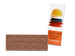 2″x5″ Milk Chocolate Wrapper Bar � It can�t hurt to be safe!<br>case of 50: $139.99