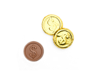 Dollar Sign Milk Chocolate Coin-Premium Gold Foil<br> case of 250: $129.99