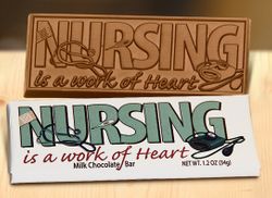 Nursing Is A Work Of Heart Chocolate Bar<br> case of 50: $100.65