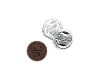 Premium Silver Foil Dark Chocolate Coin - Thank You<br>case of 250: $129.99