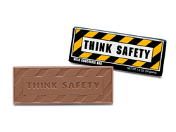 2″x5″ Milk Chocolate Wrapper Bar � Think Safety<br>case of 50: $139.99