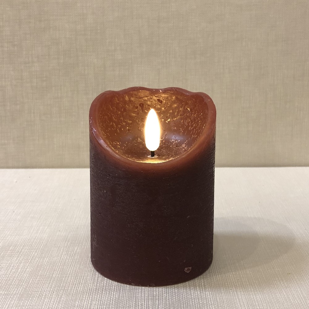 Battery Pillar Candle With Timer 3x4 Burgundy