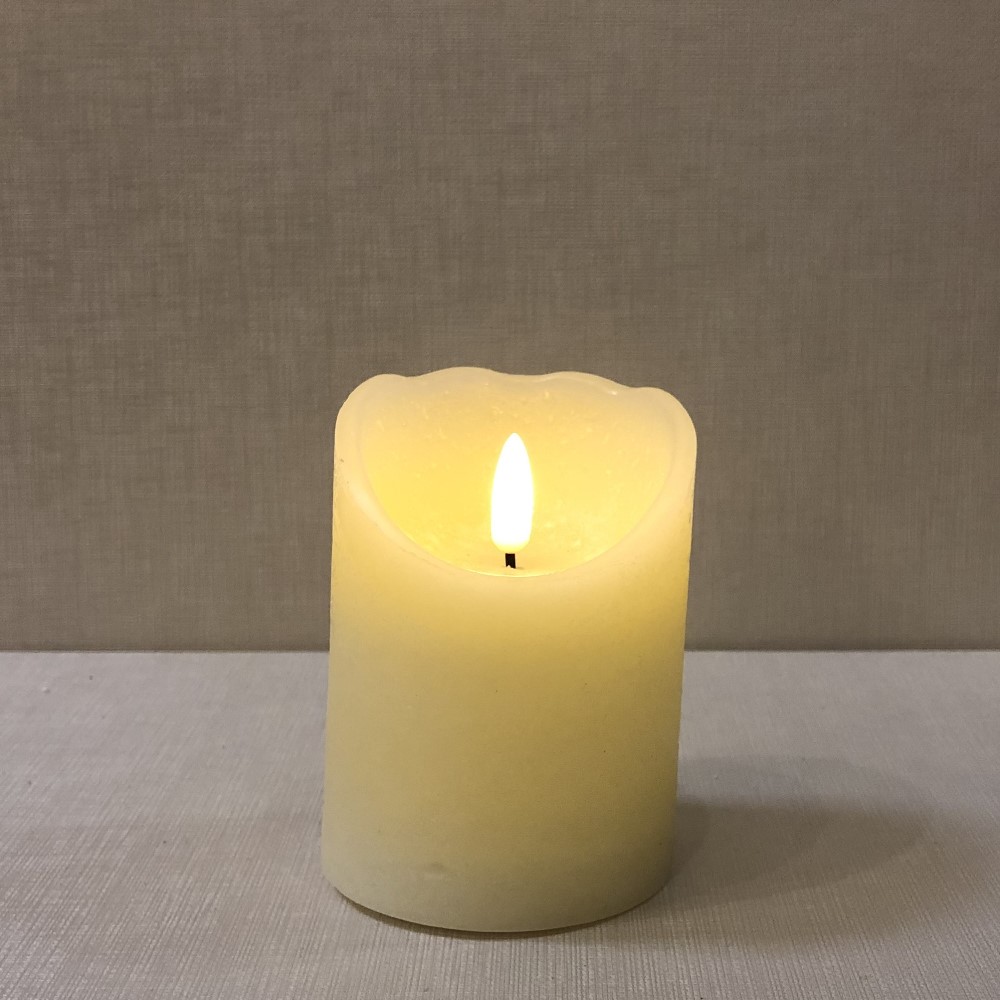 Battery Pillar Candle With Timer 4x3 Ivory