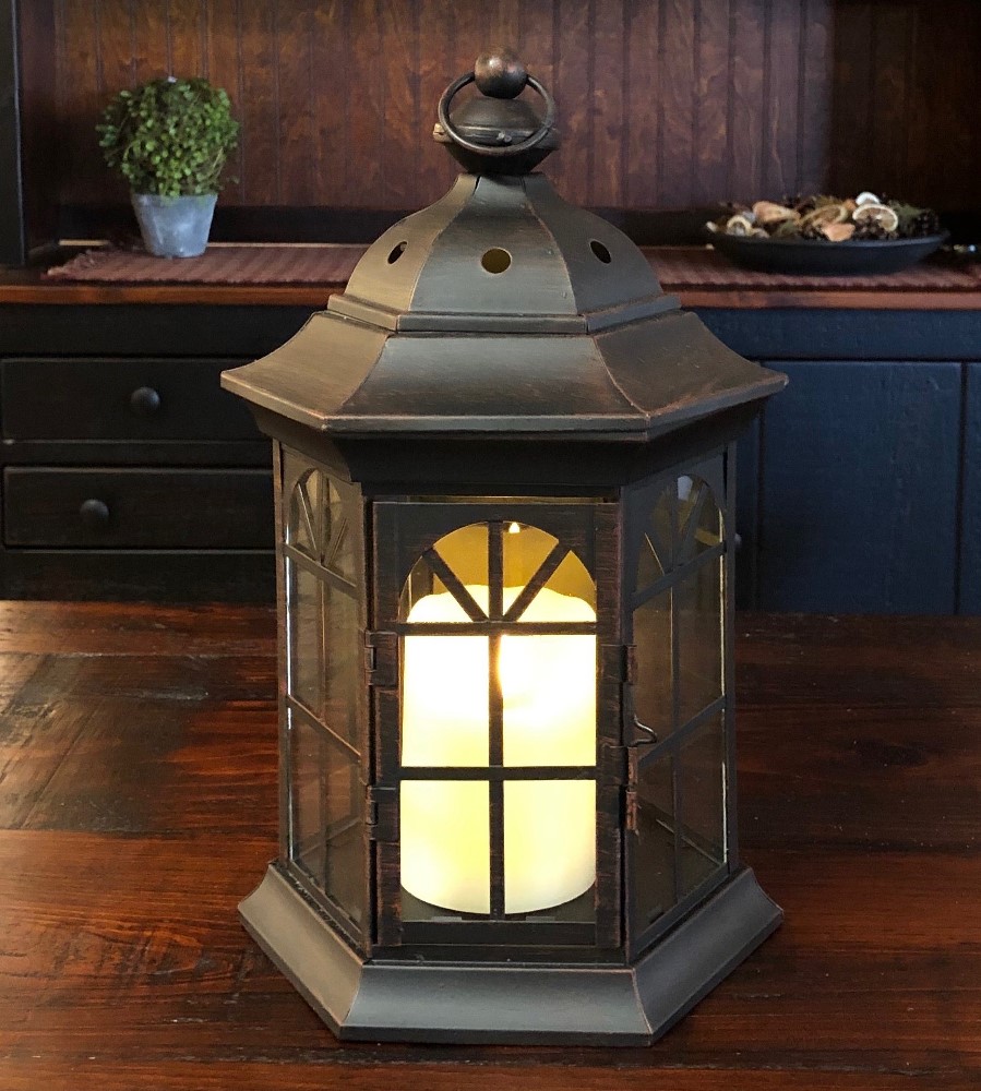 Candle Lantern Holder Rustic Black Lantern 14 In.
