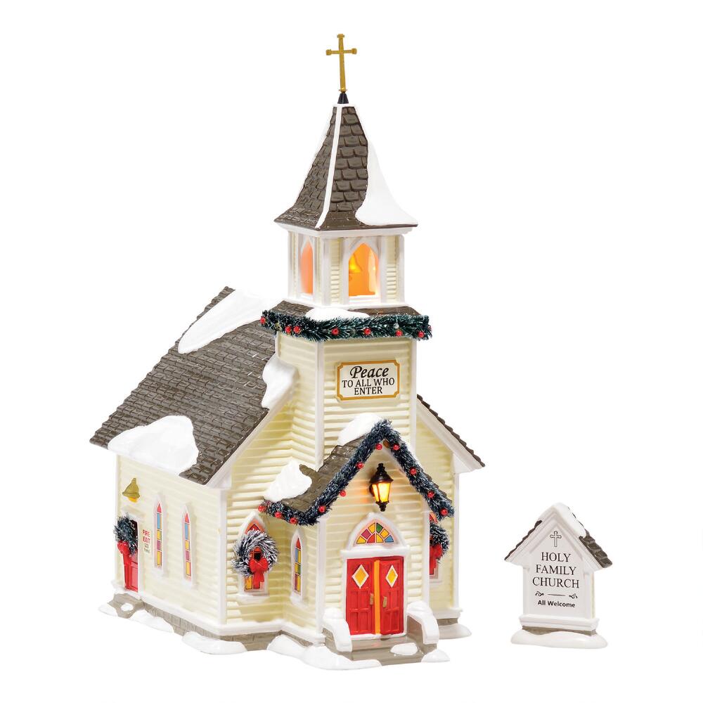 Department 56 Snow Village Holy Family Church Set of 2