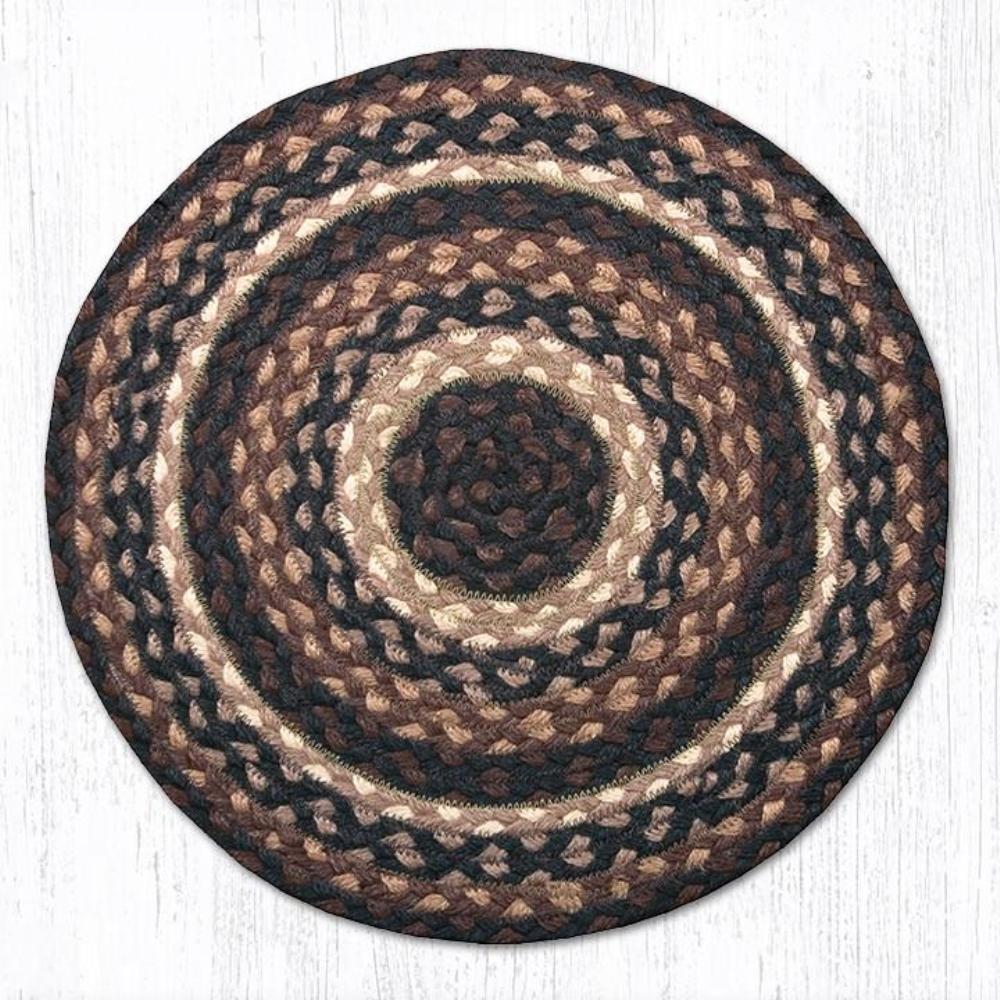 Earth Rug Braided Round Chair Pad Mocha/Frappuccino 15.5in