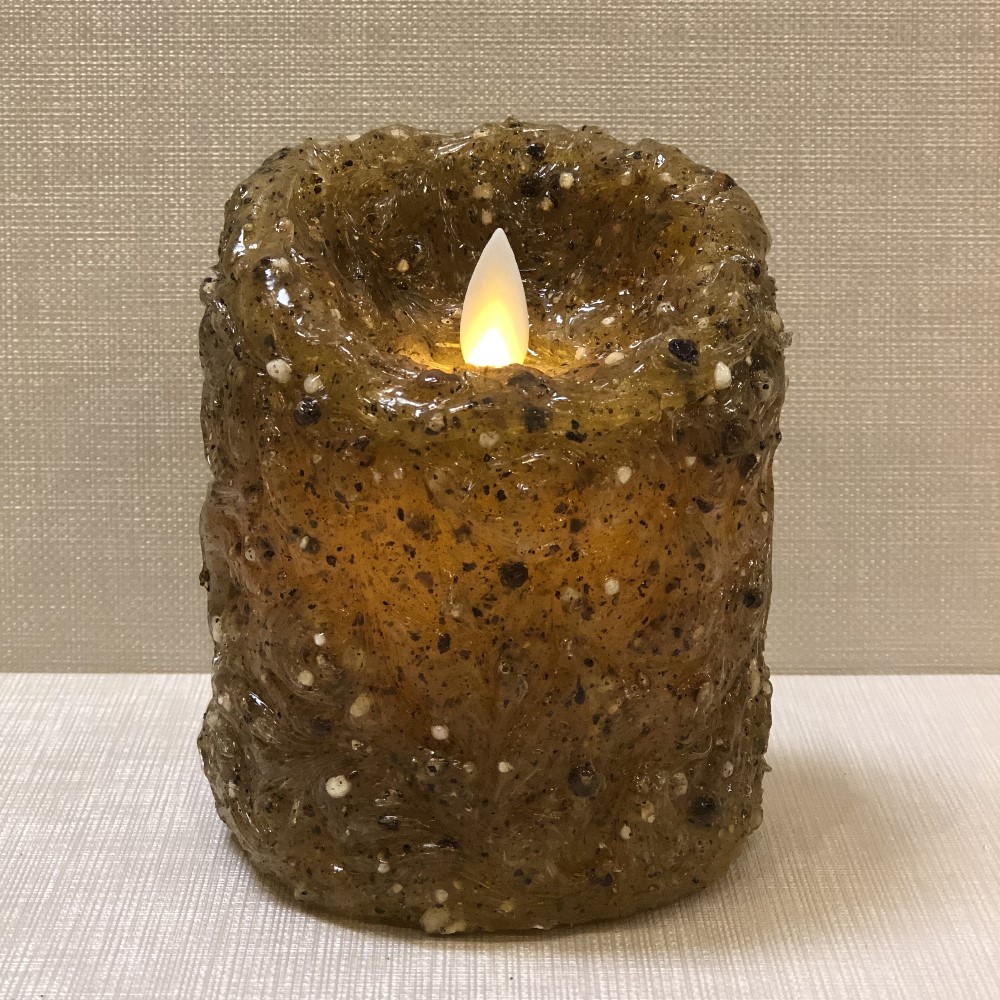 Flameless Pillar Candle Evening Mocha 3x4