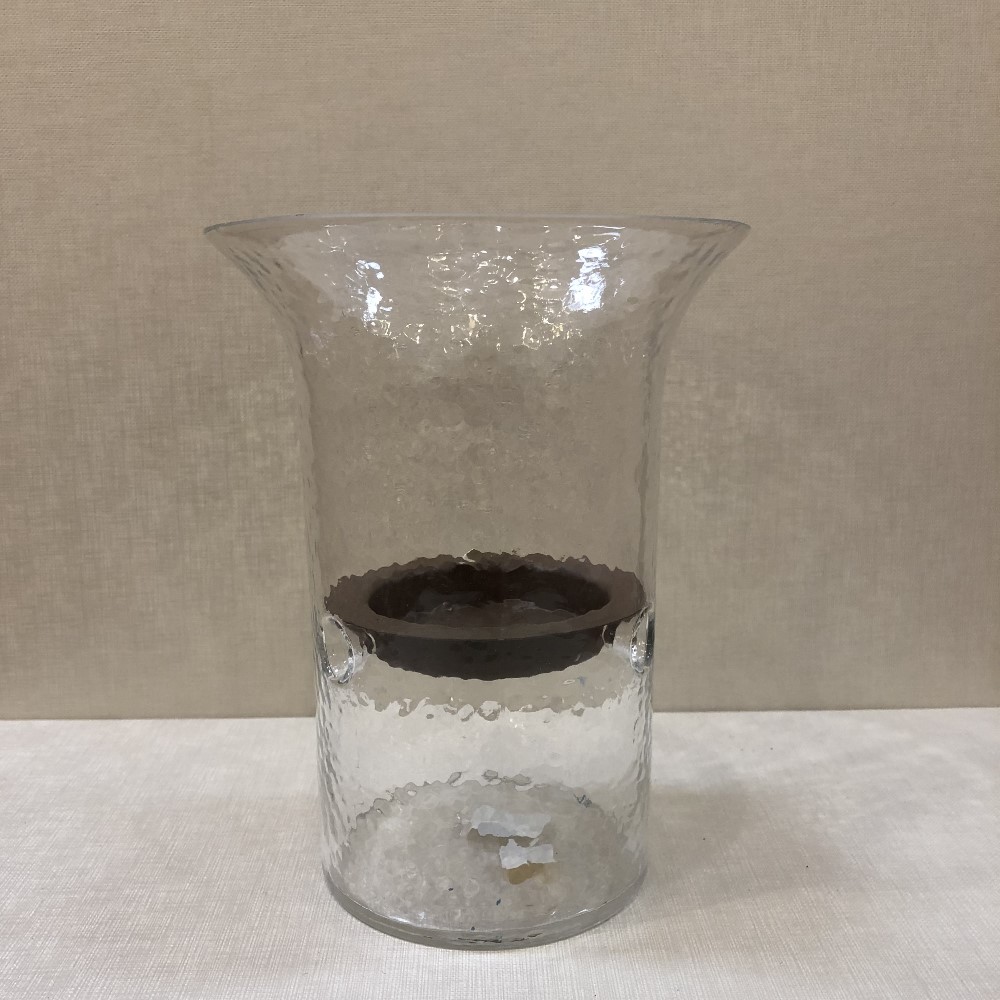Hammered Glass Candle Holder Hurricane 9 1/2" x 6 1/2"
