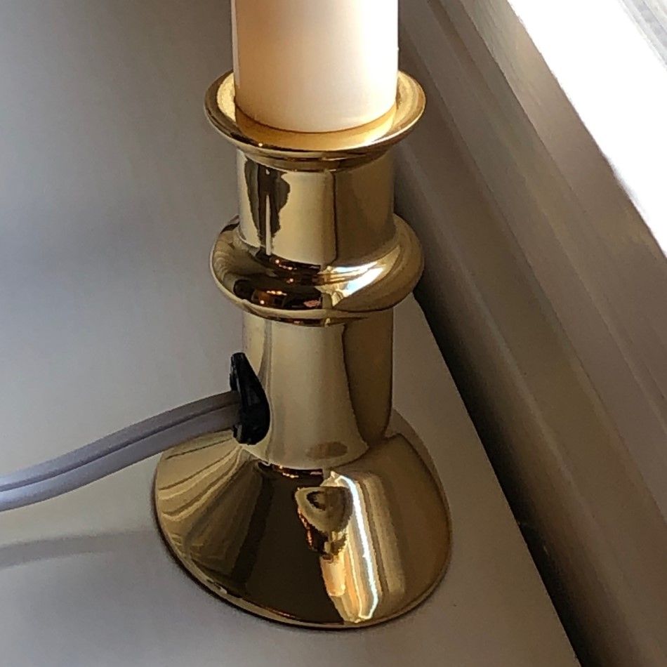 LED Window Candle Electric Light 12 Hour Timer Brass Base