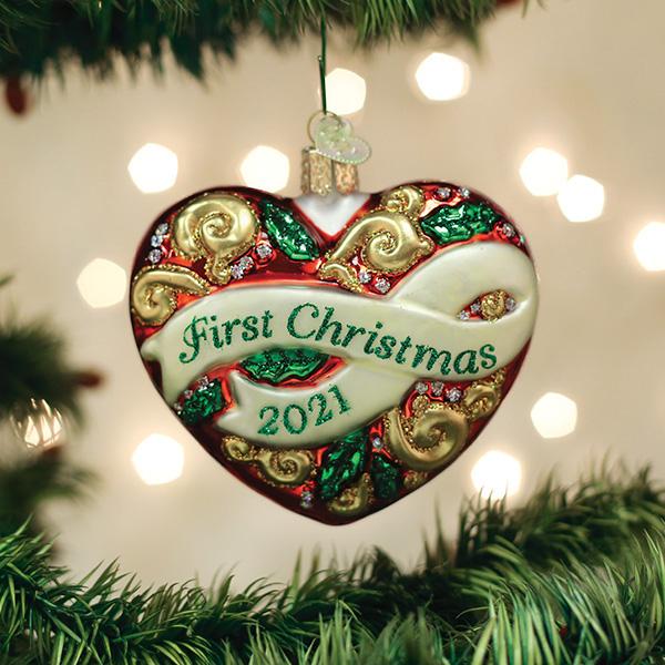 Old World Christmas Glass Ornament - 2021 First Christmas Heart