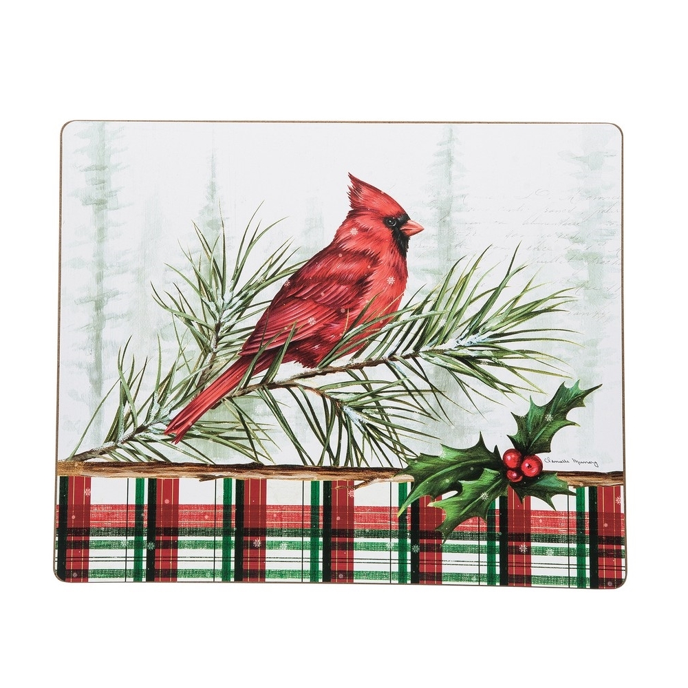 Rectangular Hardboard Placemat Woodland Cardinal 16in x 13in