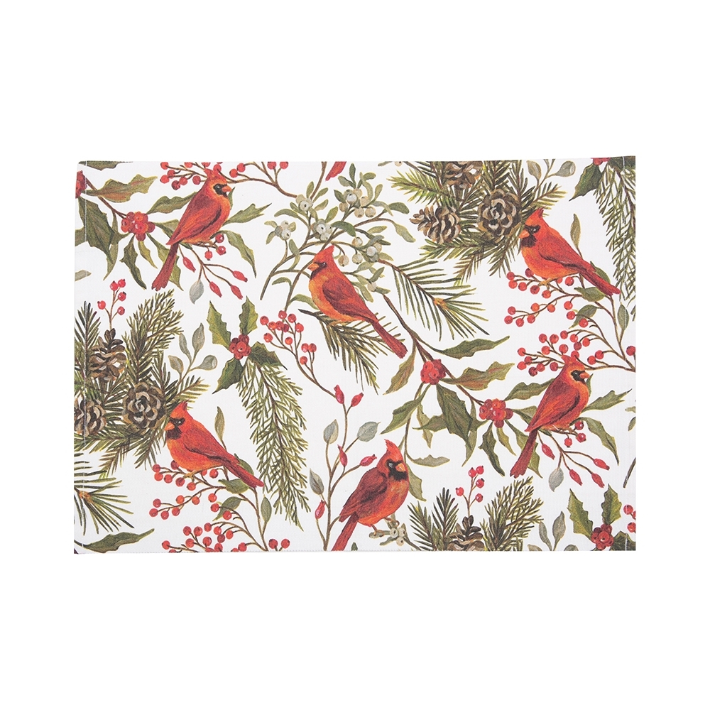 Rectangular Placemat Cardinal Greenery Washable 19in x 13in