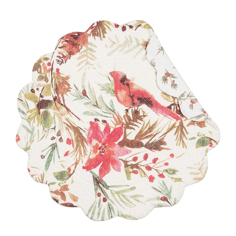 Round Quilted Placemat Averie Washable/Reversible 17in