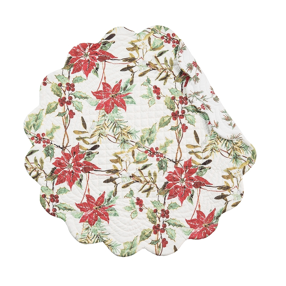 Round Quilted Placemat Eve Washable/Reversible 17in