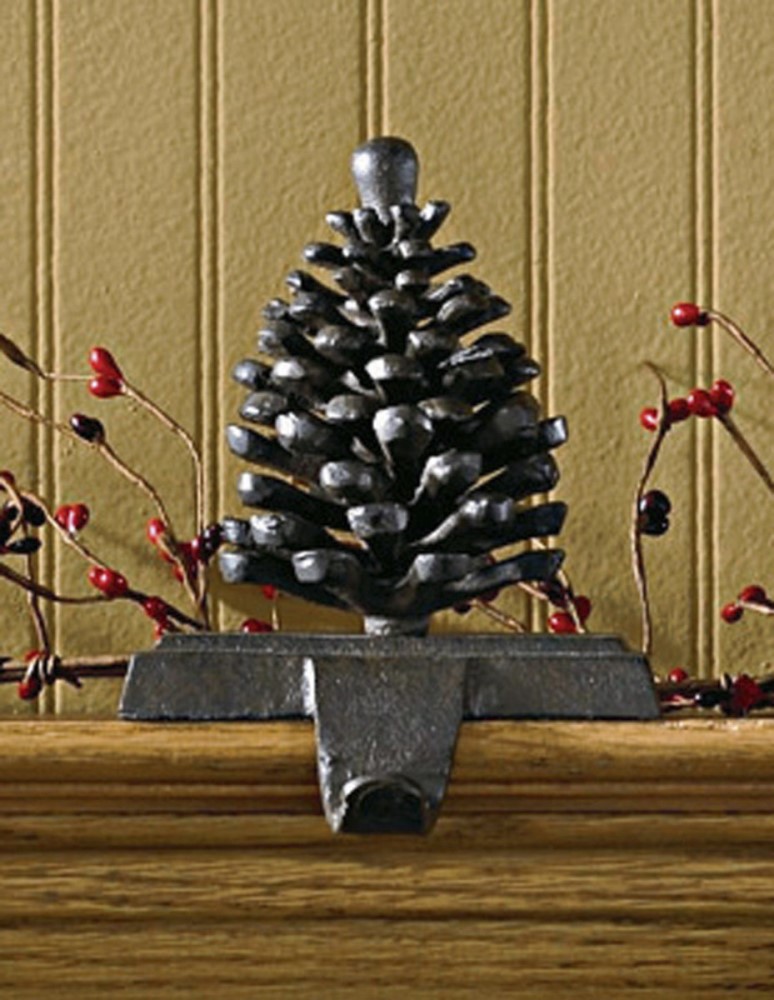 Park Designs Stocking Holder Rustic Iron Pinecone Hook