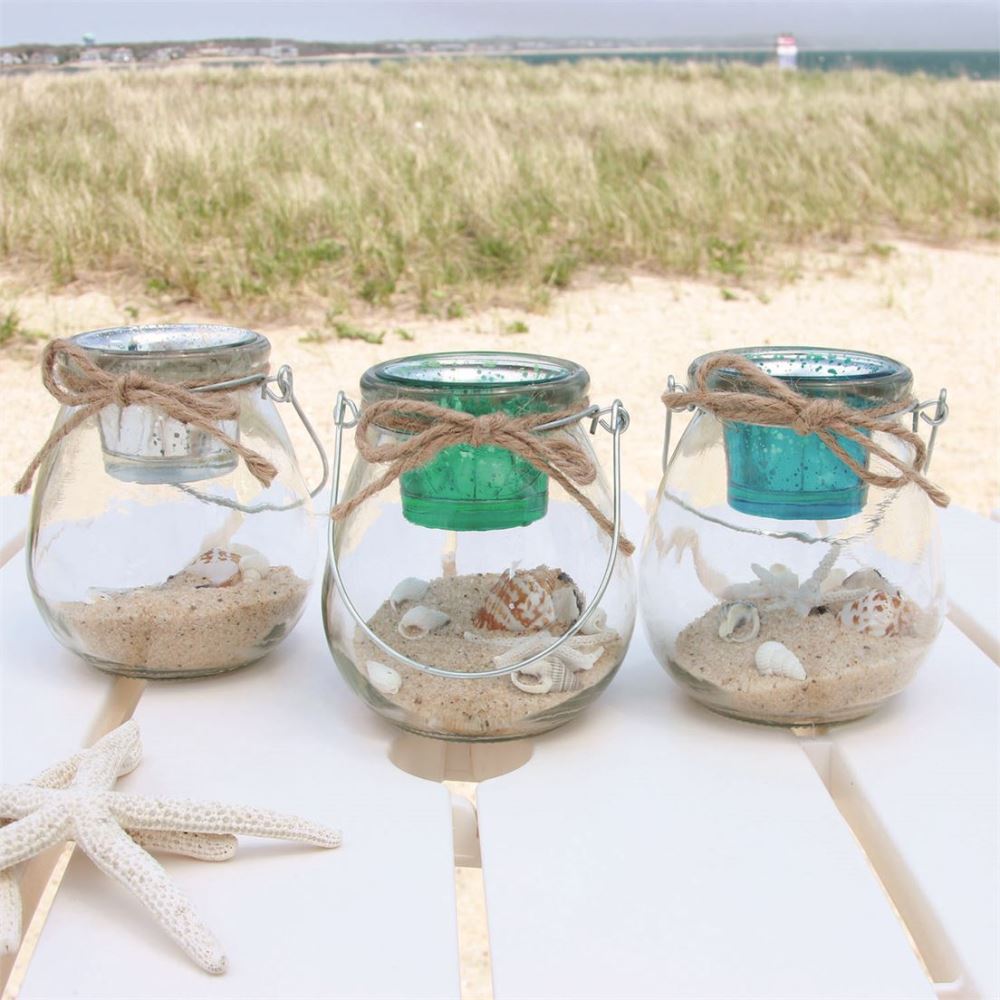 Sand and Seashells Candle Holder Assorted Colors