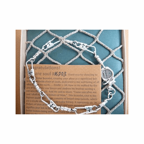 ACTS BRACELET (FISHERMAN'S BRACELET) - .95 STERLING SILVER WITH CUT-OUT CROSS