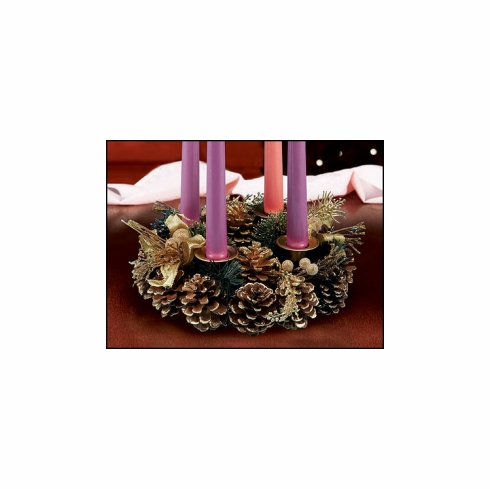 ADVENT WREATH GOLD WITH PINE CONES & ACCENTS