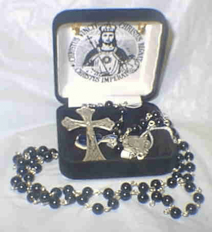 BLACK ONYX ROSARY - STERLING SILVER