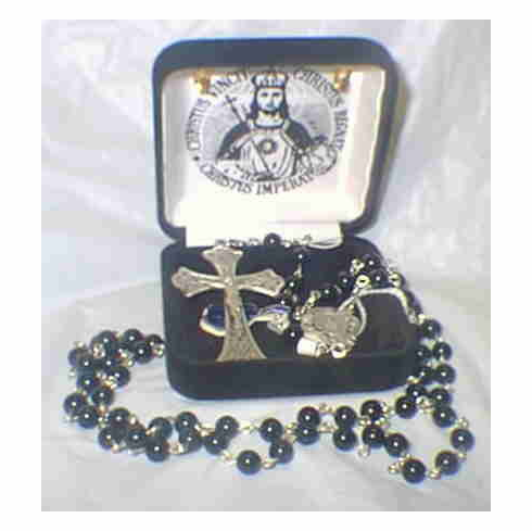 BLACK ONYX ROSARY - STERLING SILVER