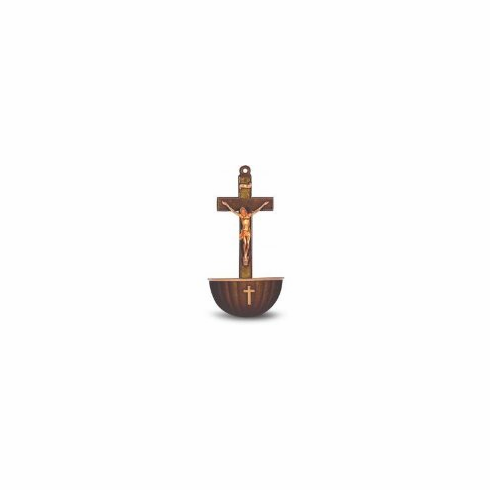 BROWN CRUCIFIX HOLY WATER FONT