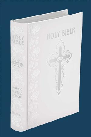 CATHOLIC WEDDING BIBLE W/ CROSS & RINGS