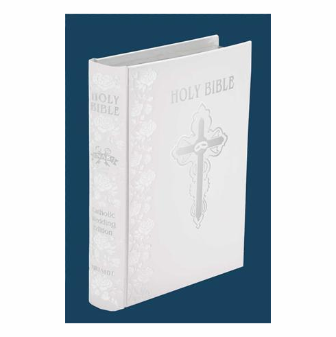 CATHOLIC WEDDING BIBLE W/ CROSS & RINGS