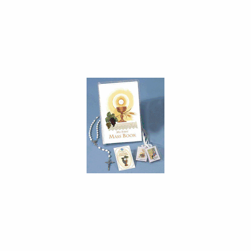 FIRST MASS BOOK COMMUNION WALLET SET-WHITE COVER