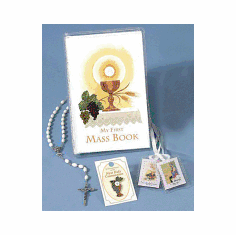 FIRST MASS BOOK COMMUNION WALLET SET-WHITE COVER