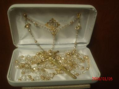 LASSO 8MM CRYSTAL & GOLD W/ ANGEL WINGS