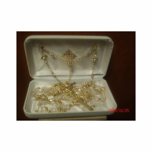 LASSO 8MM CRYSTAL & GOLD W/ ANGEL WINGS