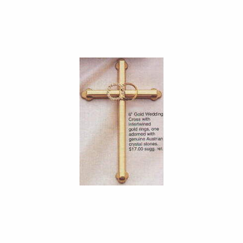 WEDDING CROSS - BRASS/CRYSTAL
