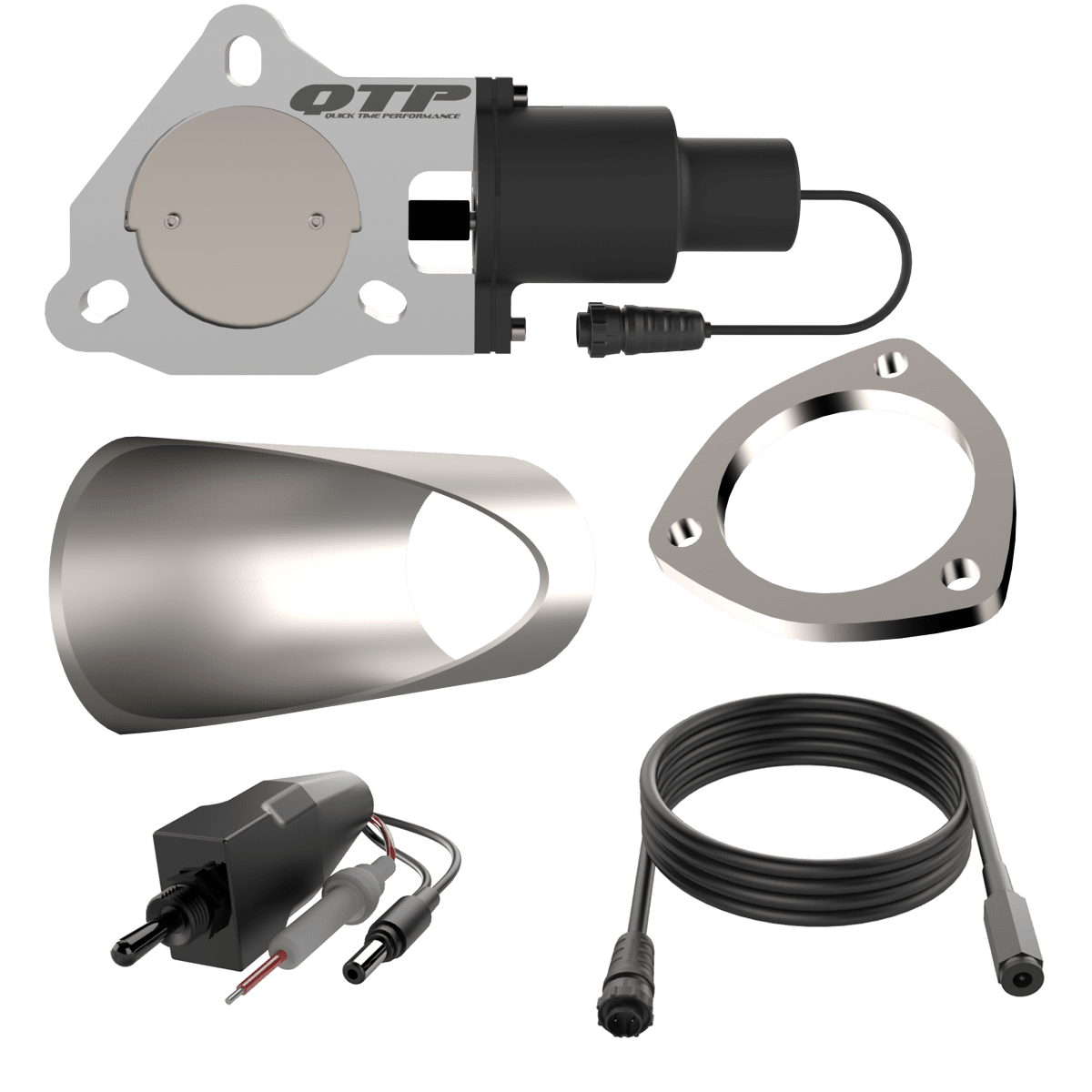 3.00 Inch QTP Electric Exhaust Cutout DIY Combo Kit