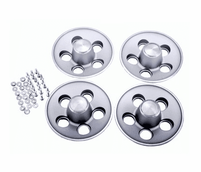 Light Argent Silver Rally Wheel Center Caps