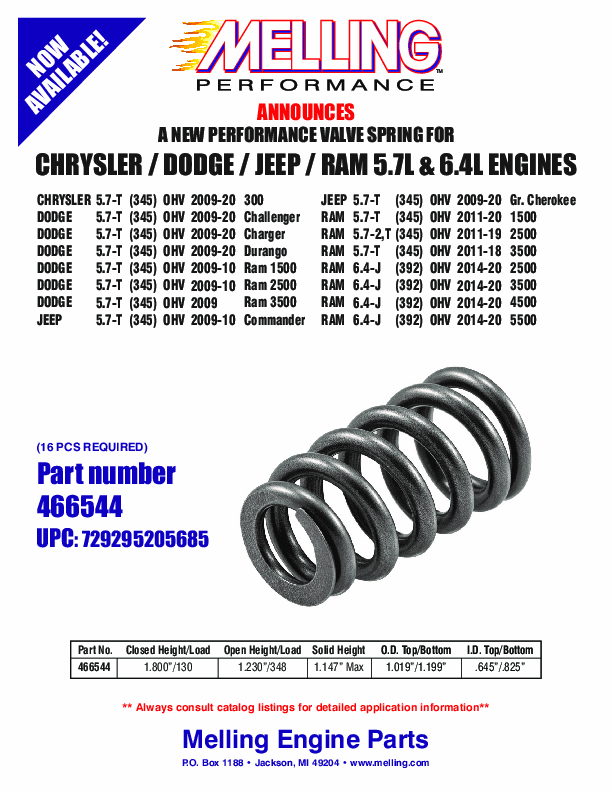 Melling HP Valve Spring Set