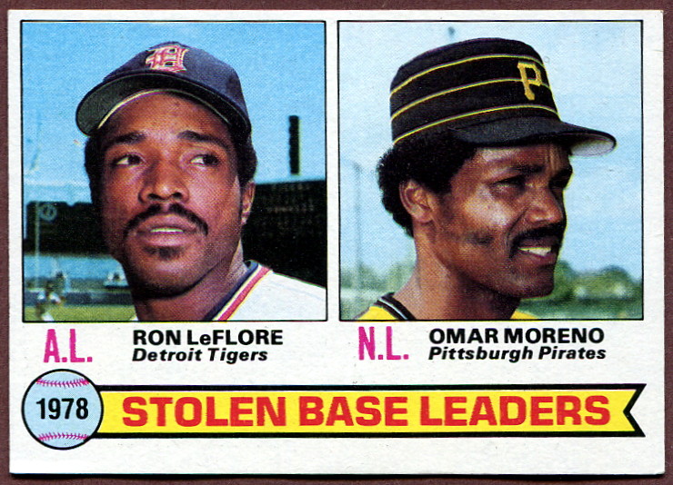 1979 Topps 4 Stolen Base Leaders Ron LeFlore & Omar Moreno Baseball